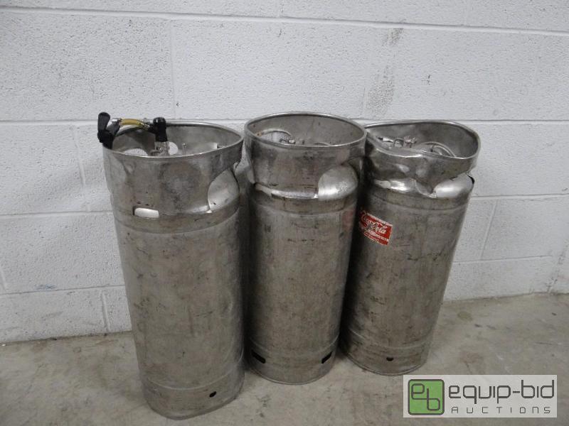 lot 2137 image: (3) Old Style Syrup Containers&nbsp...