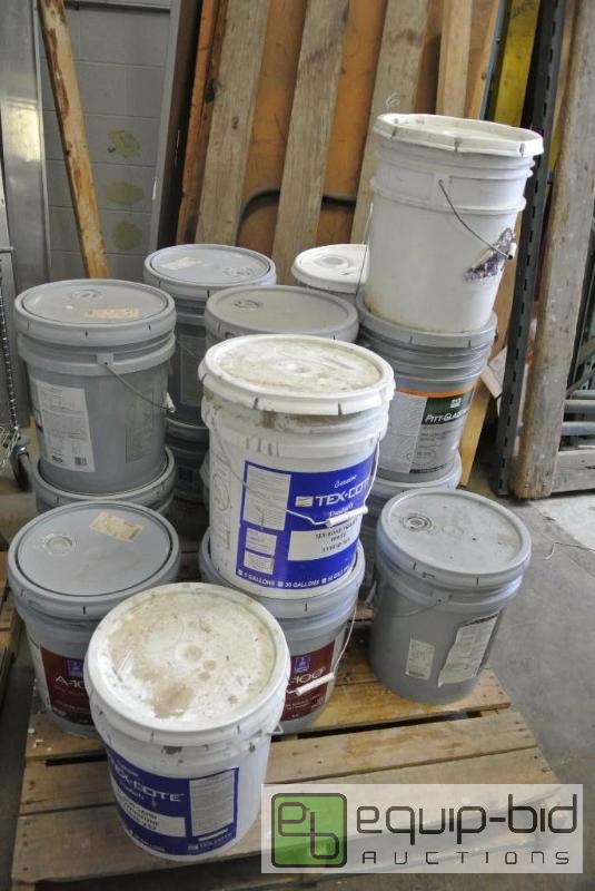 lot 2517 image: (16) Five Gallen Buckets of Misc Paints and S...