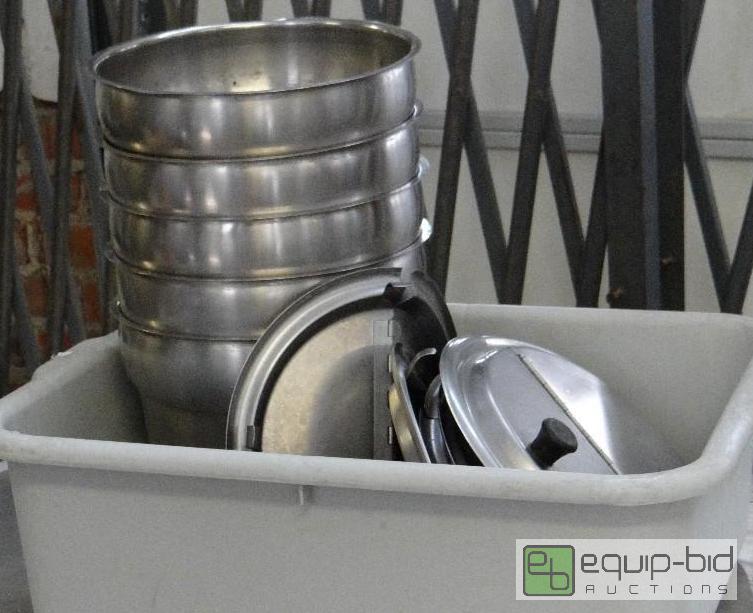 lot 2606 image: Lo of (5) Stainless Soup Wells with Hinged li...