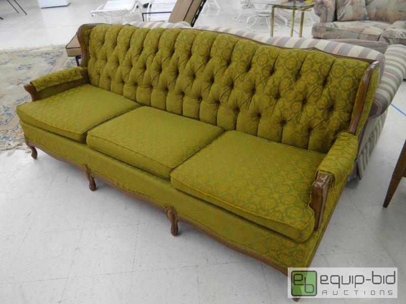 lot 135 image: Vintage sofa in good shape. Wood trim....