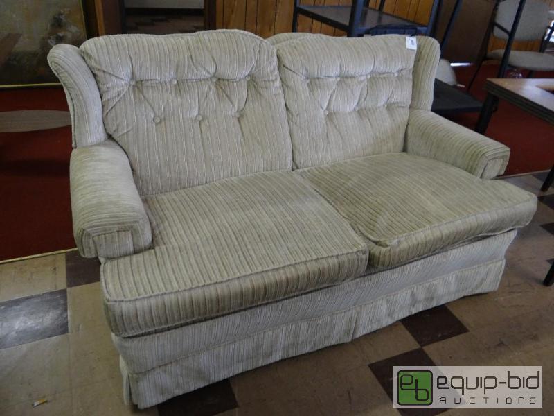 lot 154 image: 2 CUSHION SOFA WITH FOOT STOOL....