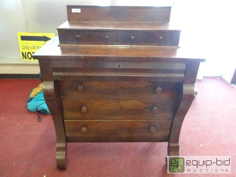 lot 156 image: ANTIQUE WOOD 6 DRAWER CHEST NICE CONDITION.42...
