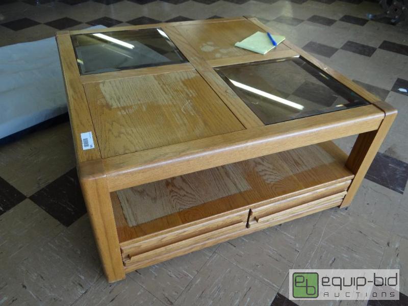 lot 169 image: COFFEE TABLE WITH 2 GLASS TOPS....
