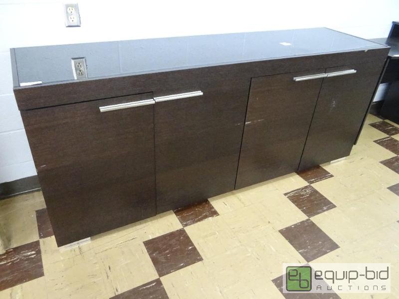 lot 178 image: OFFICE CREDENZA  BUFFETT 4 DOORS WITH SHELF ...