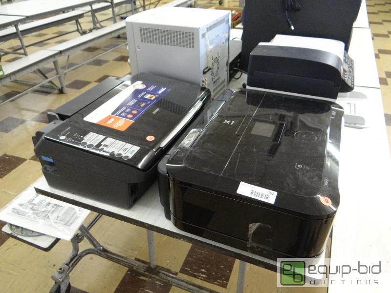 lot 182 image: LOT OF 3 PRINTERS, DELL SPEAKER, TV, STEREO, ...