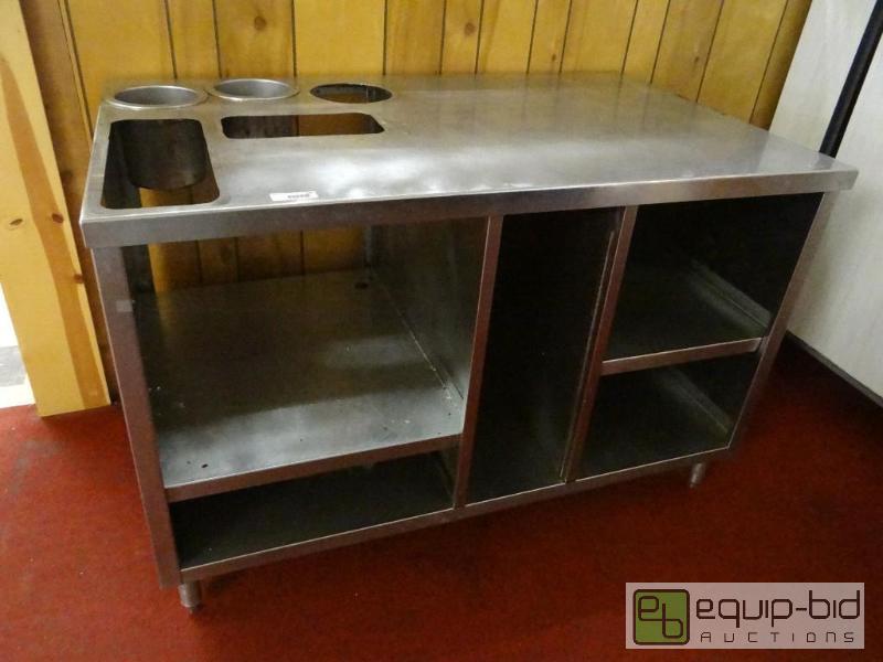 lot 188 image: SS TABLE, 54&quot X 33&quot HAS CUT OUTS FO...