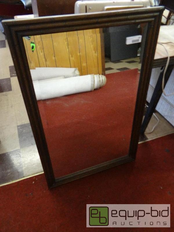 lot 224 image: WOOD FRAME WALL MIRROR BEVELED MIRROR, 2312&...
