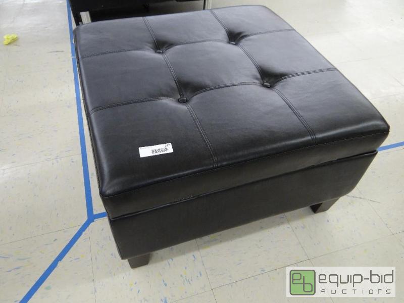 lot 247 image: NEW SQUARE FOOT STOOL WITH STORAGE, FAUX LEAT...