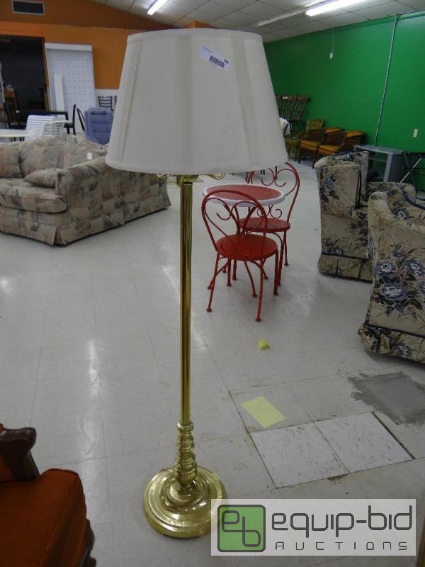 lot 248 image: Brass floor lamp with shade....