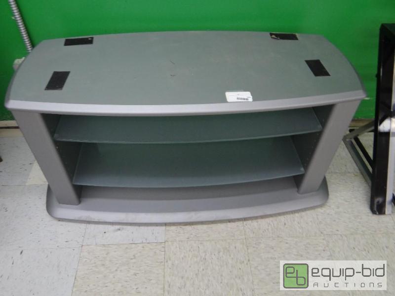 lot 253 image: TV STAND WITH GLASS SHELVES, 43&quot X 20&qu...