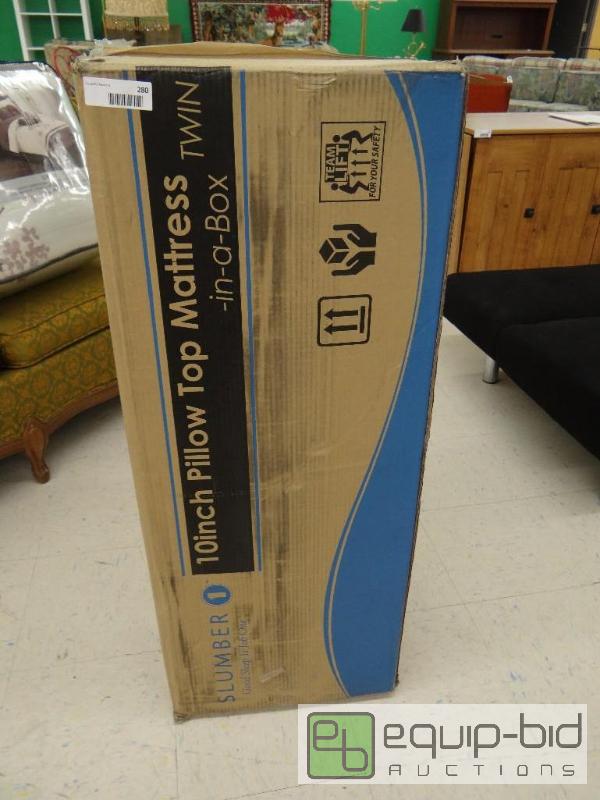 lot 280 image: NEW IN BOX TWIN SIZE 10&quot PILLOW TOP MATT...