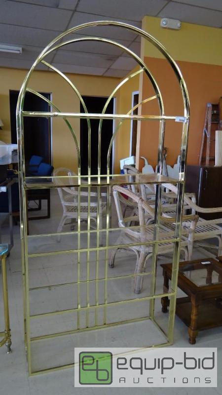 lot 287 image: BRASS &amp GLASS CURIO SHELF, 4 SHELVES, 35&...