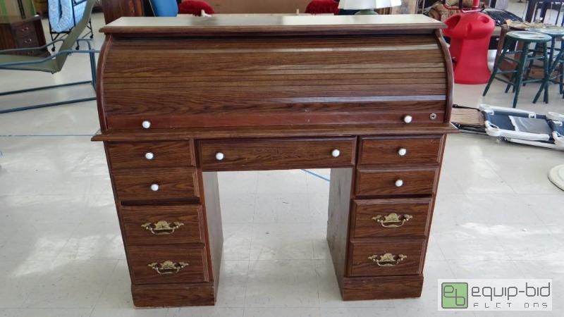 lot 290 image: ROLL TOP DESK, 5 DRAWERS, 48&quot X 20&quot...