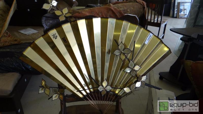 lot 306 image: JAPANESE BRASS FAN WALL HANGING, 35&quot X 2...