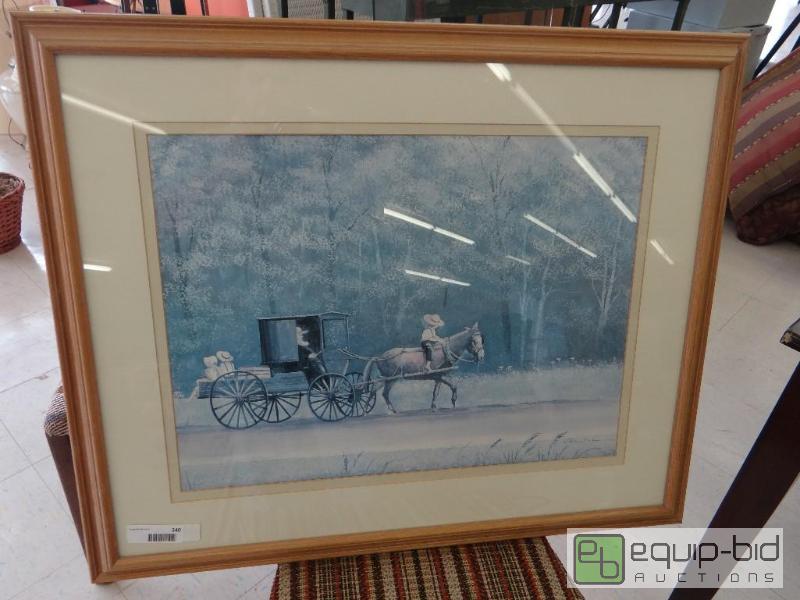 lot 340 image: LARGE FRAMED PRINT SIGNED, 33&quot X 27&quot...
