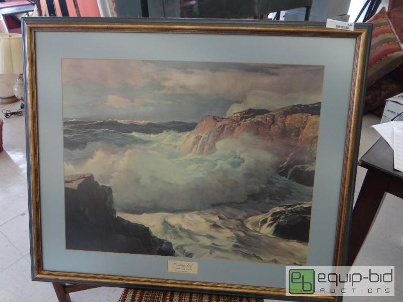 lot 344 image: LARGE BEAUTIFUL FRAMED PRINT, POUNDING SURF B...