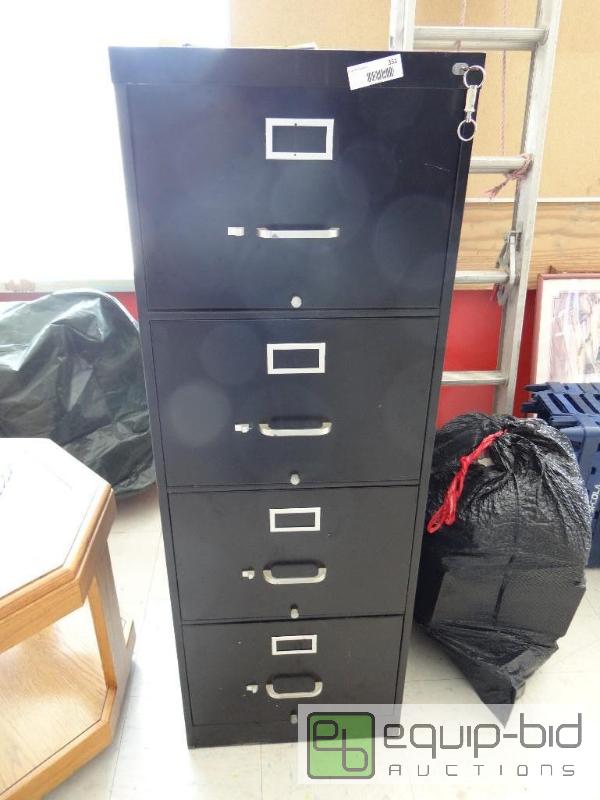 lot 351 image: 4 DRAWER METAL FILE CABINET, WITH KEY...
