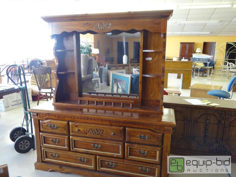 lot 355 image: VINTAGE DRESSER WITH MIRROR 66&quotLONG X 19...