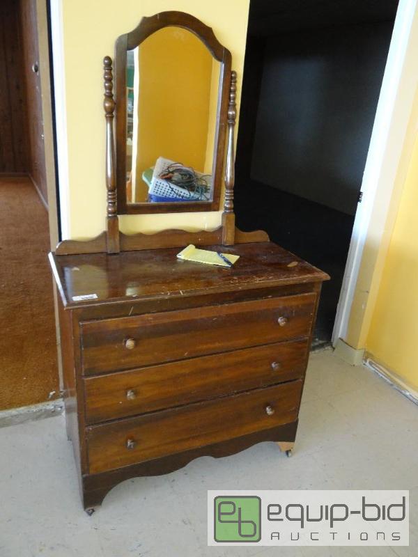 lot 371 image: VINTAGE 3 DRAWER CHEST WITH MIRROR36&quot X ...