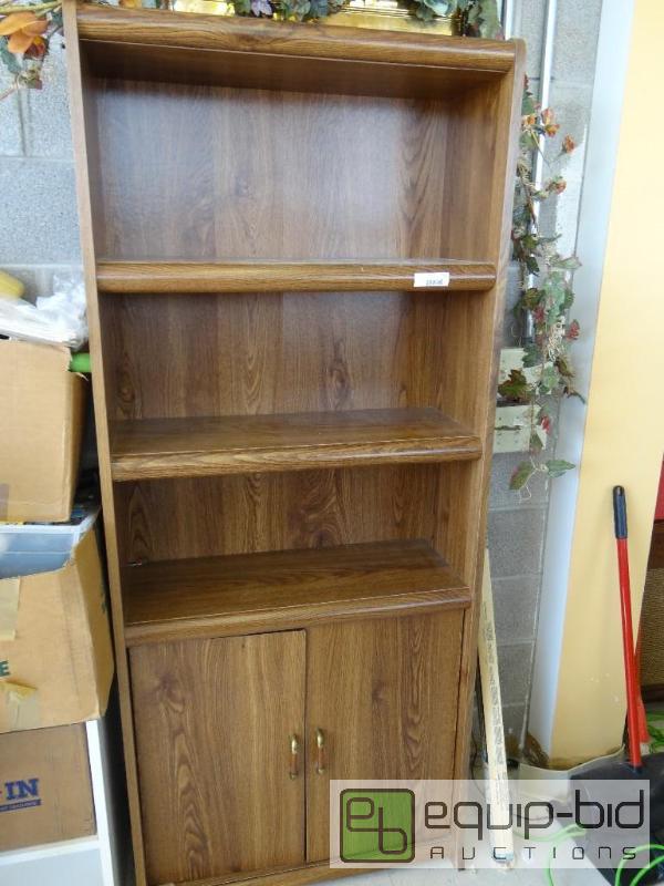 lot 374 image: BOOKSHELF, WITH 2 CABINET DOORS 30&quot X 12...