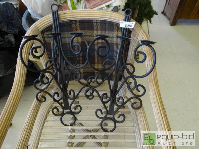 lot 380 image: LOT OF 2 WROUGHT IRON CANDLE HOLDERS, HANG ON...