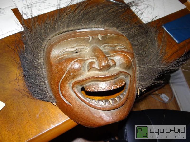 lot 423 image: AFRICAN TRIBAL MASK, WITH HORSE HAIR, 12&quot...