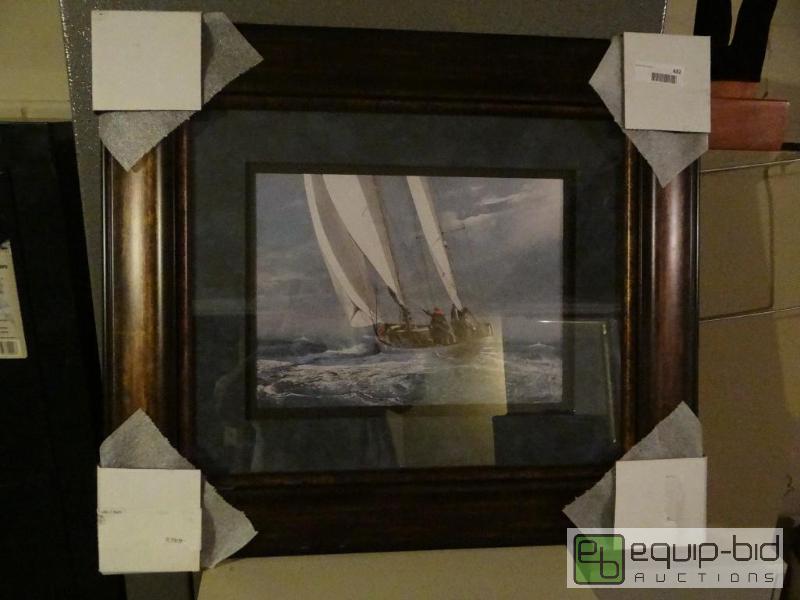 lot 432 image: VERY NICE FRAMED PRINT OF SAIL BOAT, SIGNED, ...