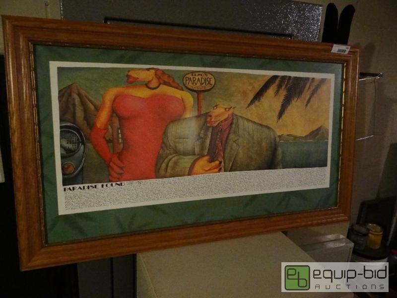 lot 434 image: LARGE FRAMED PRINT.  TITLED &quotPARADISE FO...