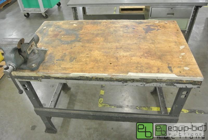 lot 201 image: Steel Work Bench With Large Shop Vice