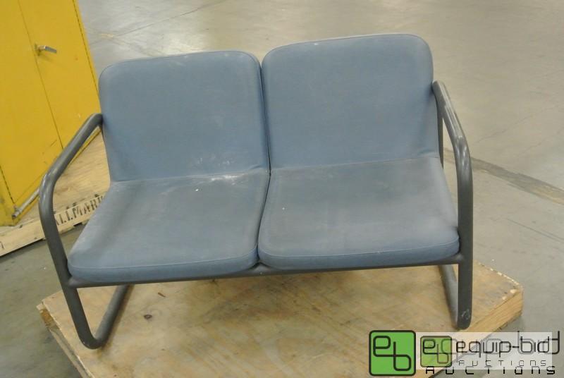lot 233 image: Steel Frame Padded Upholstered Bench With Table