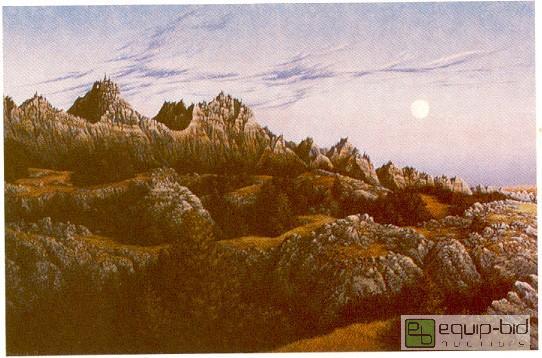 lot 4006 image: November Moonrise The Badlands at Cedar Pass - D. George Prisbe