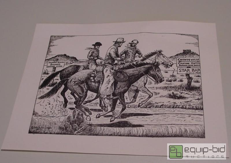 lot 4075 image: Cowboys Racing to Coyoteville and the Star Bar - Glen Chrisman