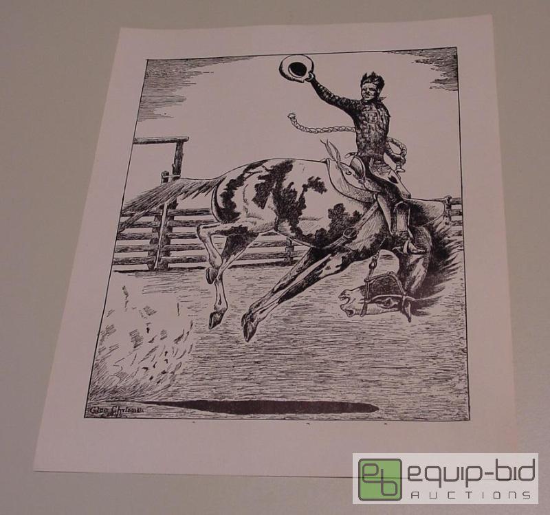 lot 4080 image: Cowboy Breaking a Paint Horse - Glen Chrisman