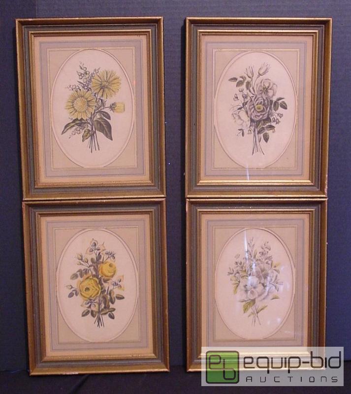 lot 4198 image: 4 Victorian Flower Prints - Frame 10.25 x 8.5