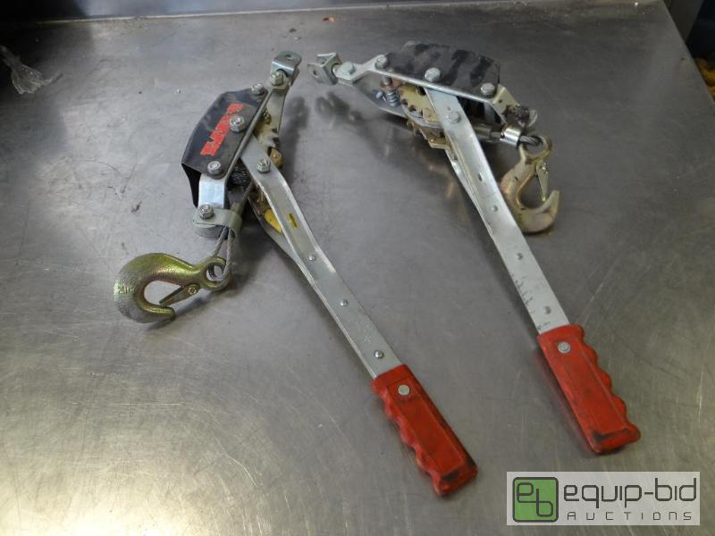 lot 267 image: Set of (2) 1 ton pull 12 ton lift come-along...