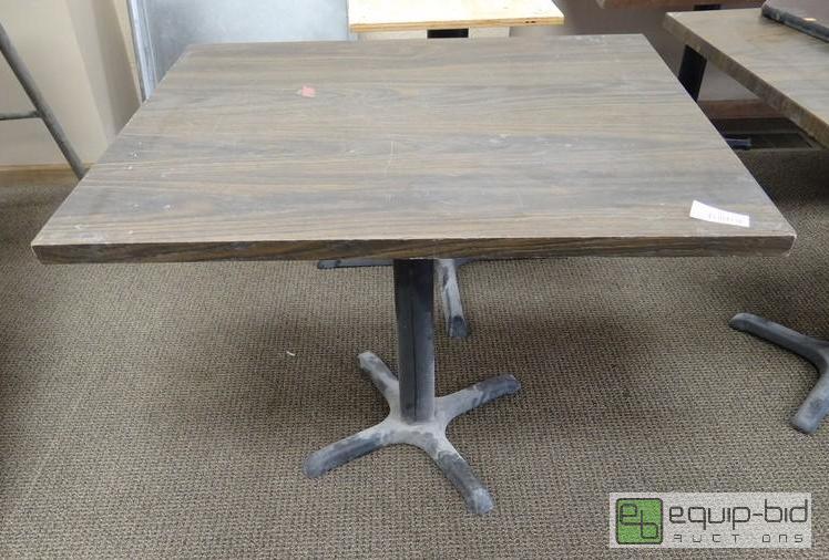 lot 1091 image: (8) Square Rectangle Tables With Iron Bases ...
