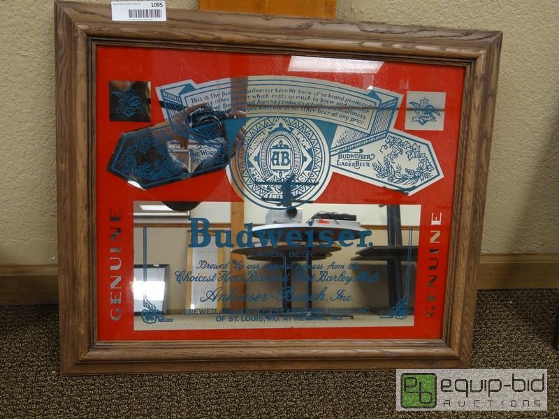 lot 1095 image: Budweiser Mirror Sign  24x20...