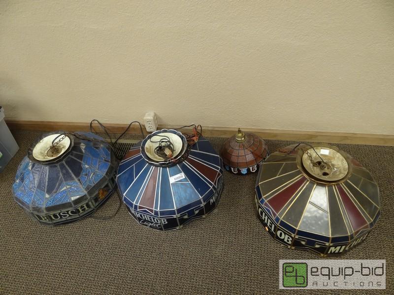 lot 1098 image: (4) Various Size Beer Hanging Lamp Fixtures...