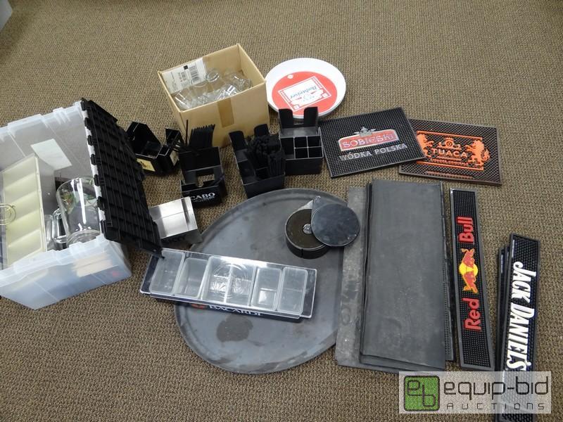 lot 1101 image: Large Lot Of Bar Items  Includes Mats, Cups, ...
