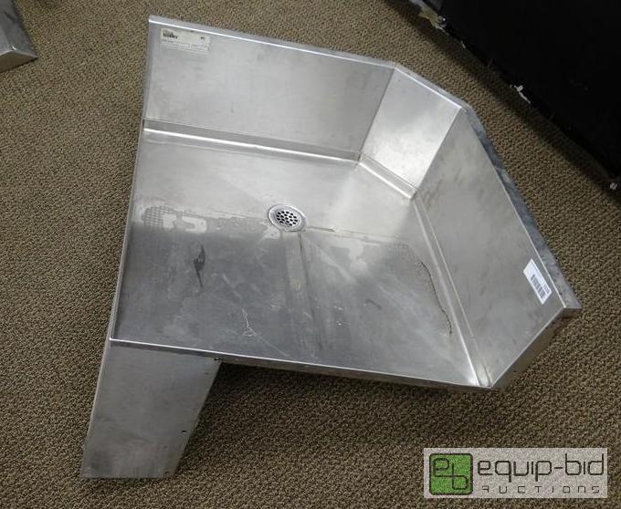 lot 1116 image: Glass Tender Stainless Steel Corner Shelf 24x...