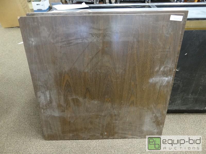 lot 1119 image: (2) Faux Wood Table Tops With (2) Iron Bases ...