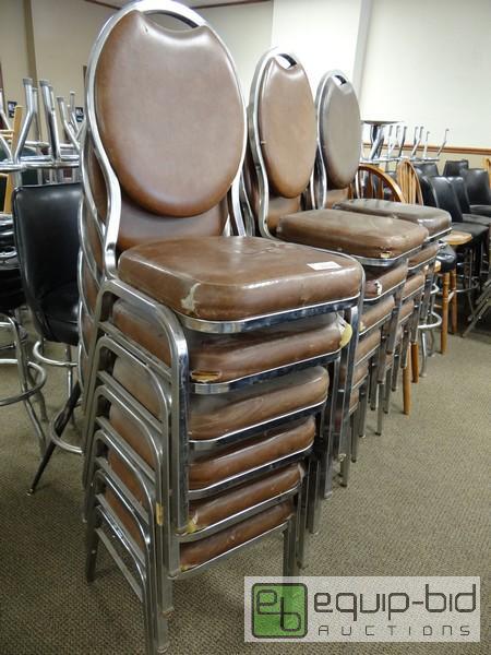 lot 1122 image: (46) Brown And Chrome Stacking Chairs  Most H...
