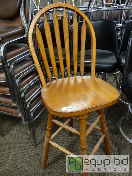 lot 1123 image: (5) Oak Bar Stools With Swivels...