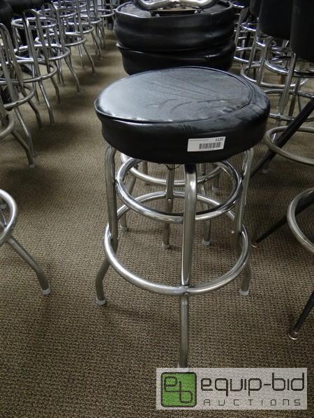 lot 1125 image: (43) Black Cushion Chrome Base Bar Stools  So...