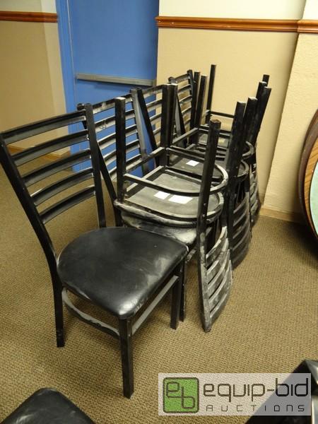 lot 1129 image: (10) Black Metal Frame Dining Room Chairs  (9...