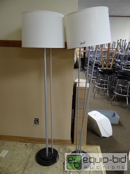lot 1144 image: (2) 5ft Tall Lamps With Shades  120v...