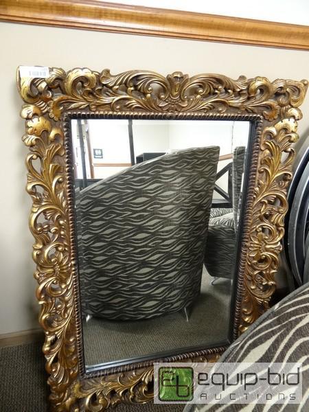 lot 1155 image: Very Ornate Heavy Gold Frame Mirror  45x33...
