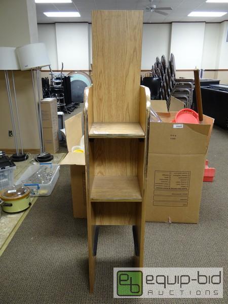 lot 1159 image: Wooden Flyer New Paper Rack 5.5ft Tall...