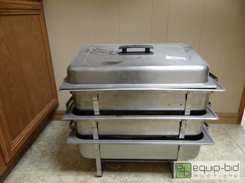 lot 1182 image: (3) Stainless Steel Chafing Dishes With Stand...
