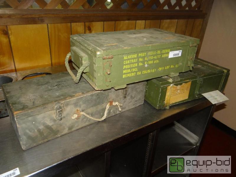 lot 444 image: Lot of 3 military ammo boxes with handles....